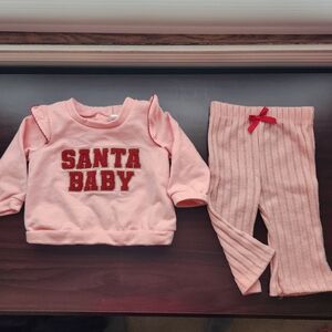 Nicole Miller Santa Baby Girls Two Piece Outfit, Size 0-3m